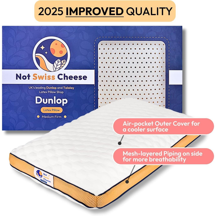 НОВИНКА, ОНОВЛЕННЯ 2025 РОКУ. Подушка Dunlop зі 100 латексу середньої жорсткості, 27,5 x 15,7 x 5,6 дюймів Розмір queen-size ортопедична подушка для підтримки шиї для тих, хто спить на боці, щоб полегшити біль у шиї Служить понад 10 років. Розмір queen-si