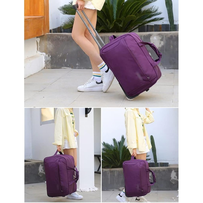 М'яка валіза на колесах, водонепроникна та легка дорожня сумка, ручна поклажа для бізнесу, універсальний візок для подорожей (чоловіча/жіноча), сумка для коротких поїздок на вихідні. Колір фіолетовий, розмір 19 дюймів (фіолетовий)