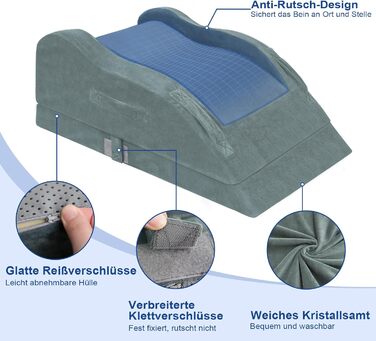 Регульована подушка для ніг KingPavonini для післяопераційного використання, ергономічний вигин для прямих колін, подушка для ніг з піни з ефектом пам&39яті, знімає набряк та біль (для двох ніг)