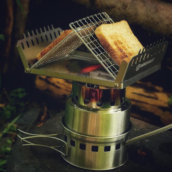 Піч Hobo вулична кемпінгова піч, дров'яна піч з нержавіючої сталі, з сіткою для гриля, газова плита 1-конфорочна Opt 3 Кемпінговий