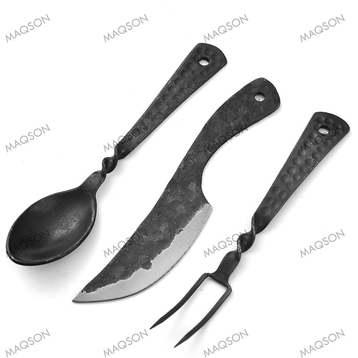 Середньовічний набір столових приборів, 3 предмети з сумкою, набір столових приборів LARP 622EA