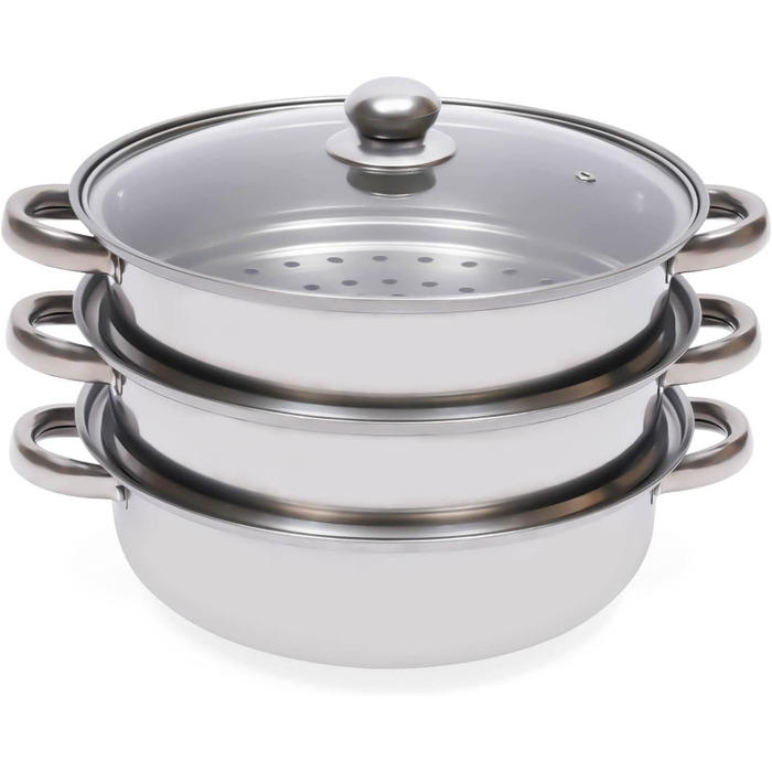 Рівнева пароварка з нержавіючої сталі зі скляною кришкою Пароварка з нержавіючої сталі (304) Каструля великої місткості Індукційна