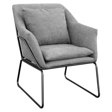 Крісло SVITA Josie, м&39яке крісло для дому з підлокітниками, металевий каркас, тканинний чохол, сучасний одномісний диван, світло-сірий, світло-сіра тканина