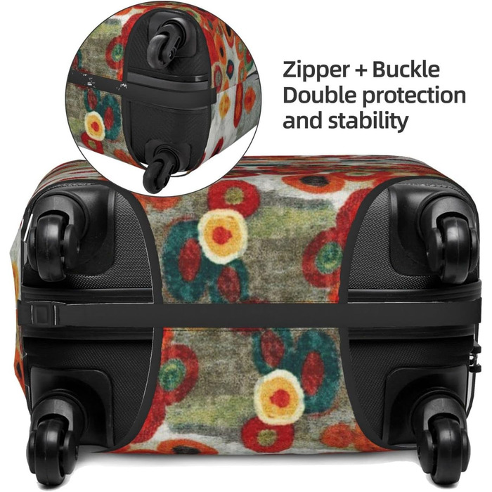 Чохол на валізу Абстрактні квіти, еластичний, водостійкий, захист валізи для подорожей та роботи (для валіз розміром 45,7 - 81,3 см), Чорний, Великий розмір