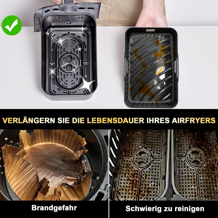 Силіконова форма YINGRACE для подвійної камери аерофритюрниці, для Tefal EY9018 5.2/3.1 л, Cecotec Cecofry DuoSize 9L, Philips Dual NA350/00 9L, багаторазова замість паперу для випічки для аксесуарів для фритюрниці