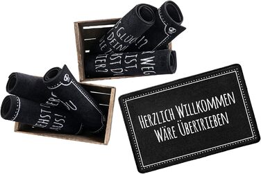 Килимок для дверей Печиво з невдачею з написом Теплий прийом це перебільшення (67 x 43 см нековзний, можна прати, чорний)