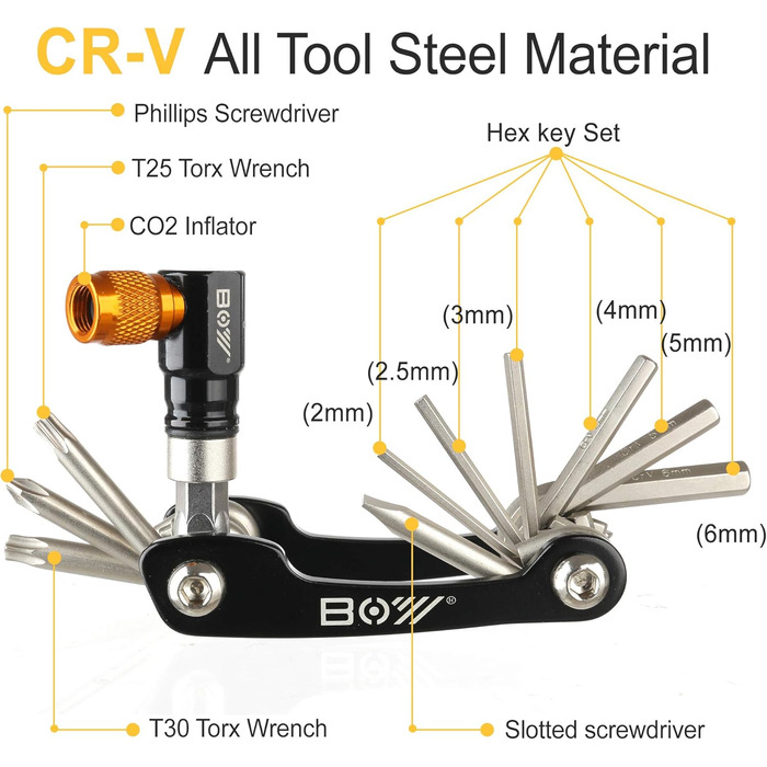 Інструменти для велосипеда MatyKit для накачування CO2 та комплект ключів із заліза