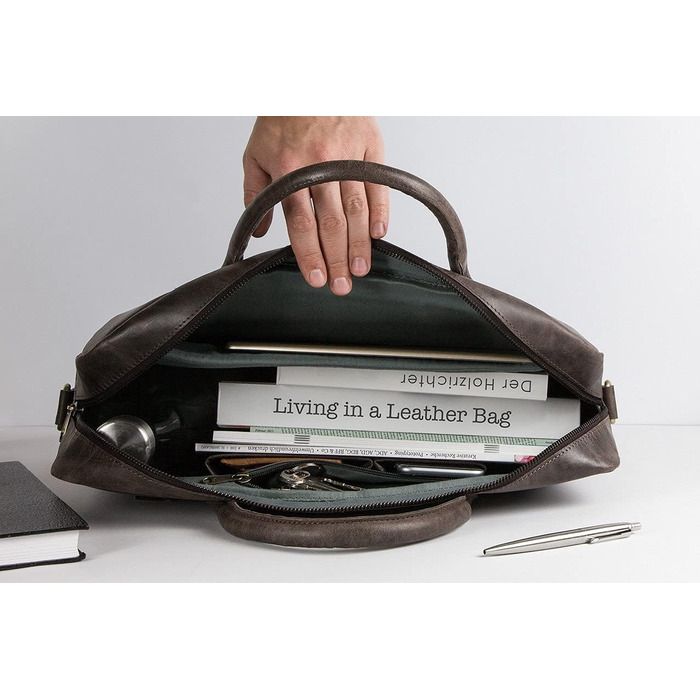 Портфель (M). Велика сумка, сумка для ноутбука і сумка через плече зі шкіри ручної роботи. Високоякісна чоловіча сумка з натуральн