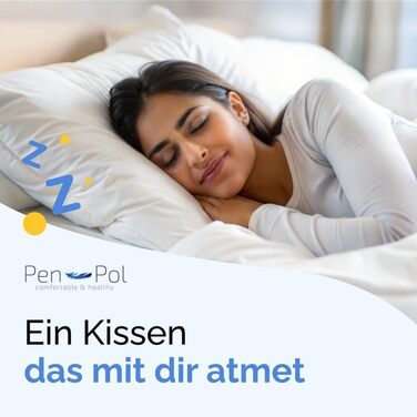 Пухова подушка pen pol 50x60 см 800 г Подушка для сну 70 пір&39я та 30 пуху Натуральний наповнювач Чохол для подушки 100 бавовна Дихаюча та стабільна за розміром М&39яка подушка Зроблено в ЄС Екрю 50 x 60 см