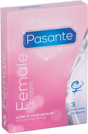 Презервативи Pasante Internal, жіночі презервативи без латексу (femidom) - гіпоалергенні, без гормонів та безпечні для шкіри, 3 шт. и (1 упаковка)