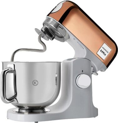 Кухонна машина Kenwood kMix Editions KMX760GD, чаша з нержавіючої сталі 5 л, система безпеки Safe-Use, металевий корпус, 1000 Вт, кондитерський набір з 3 предметів та захисний екран, Rose Gold