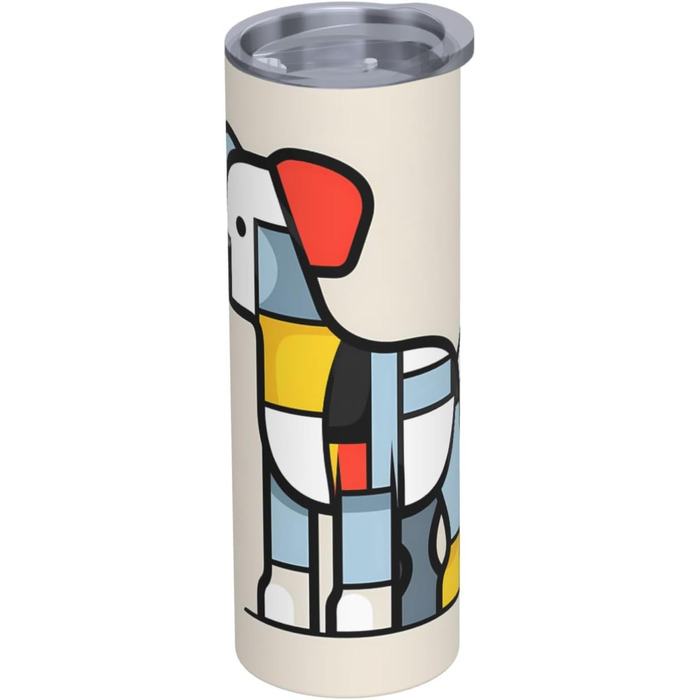Кухоль з прямою трубочкою, дизайн абстракціонізм Мондріана, дрібний анімалістичний принт, дорожній кухоль, підходить для кемпінгу, офісу та дому, 590 мл