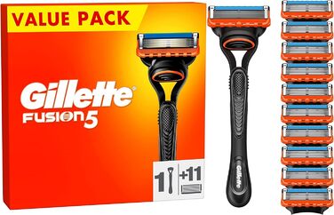 Леза для бритви Gillette Fusion 5 для бритв, 18 змінних лез для мокрих бритв чоловічі з 5-кратним лезом, Зроблено в Німеччині (бритва 11 лез)