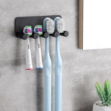 Тримач зубної щітки OETAMS Настінний тримач електричної зубної щітки Без свердління Тримач головки щітки Тримач зубної щітки з нержавіючої сталі Самоклеючий тримач головки зубної щітки чорний