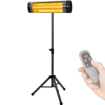 Інфрачервоний обігрівач Heidenfeld IH100 Комплект 3-в-1 - 2500 Вт - Пульт дистанційного керування - Штатив - Захисний чохол - Обігрівач для патіо - Інфрачервоний обігрівач - Обігрівач для пеленального столика (IH100)