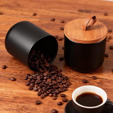 Скляні керамічні банки з кришками, керамічні контейнери для зберігання об&39ємом 260 мл/9 унцій, контейнери для зберігання продуктів з ручками, чорні цукорниці, контейнери для кавових зерен, цукру, чаю, 2