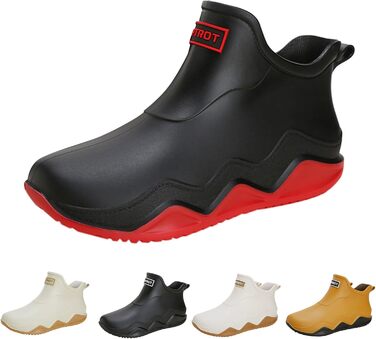 Гумові чоботи BILIKEYU для жінок та чоловіків, плоскі, нековзні, водонепроникні гумові чоботи для роботи, риболовлі, миття автомобіля, кухні, гумові чоботи, короткі чоботи, розмір 35, червоні