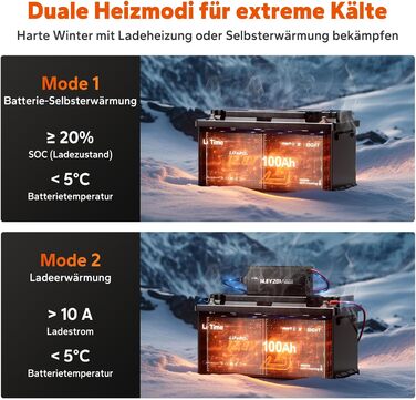 Акумулятор LiTime 12V 100Ah LiFePO4 з Bluetooth, розмір H190, 200A BMS, інтелектуальне нагрівання, 2C розряд, літій-іонний акумулятор 1280 Втгод, макс. 15000 циклів, ідеально підходить для автофургона, розмір DIN H8 L5, для кемпінгу 12V100Ah H190 2C Bluet