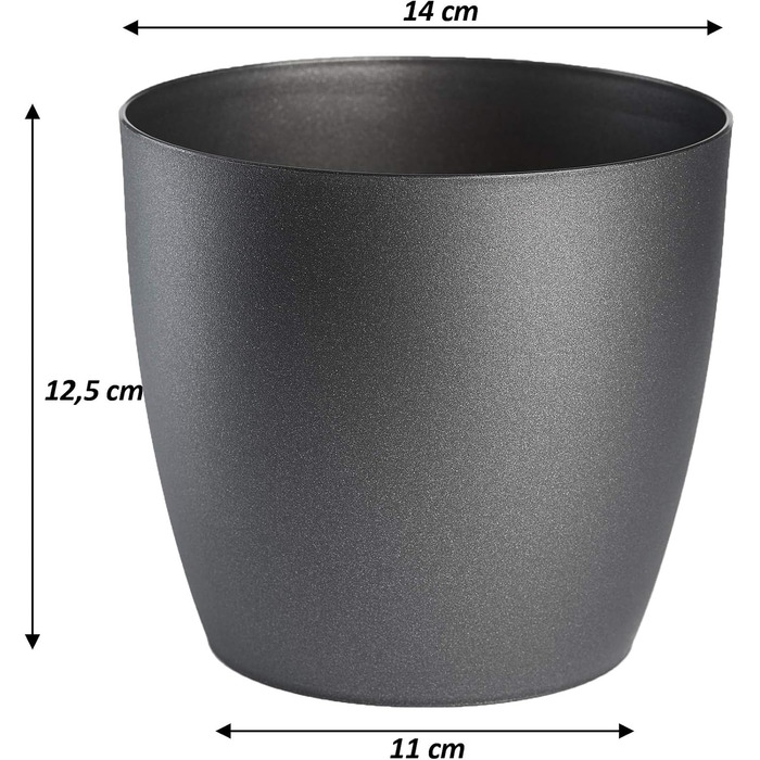 Кашпо для квітів Tymar, 2 шт. , пластикове кашпо для рослин, сучасне, матове, круглої форми (графіт, ø 14 см) ø 14 см (2 шт. ) гра