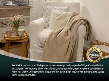 Плюшева ковдра ZOLLNER 150x200 см - суперм&39яка та тепла ковдра для дивана - можна прати при температурі до 95C - дихаюча мікрофібра бежевого кольору - якість готельної білизни - сертифікована Oeko Tex 150 x 200 см Бежевий