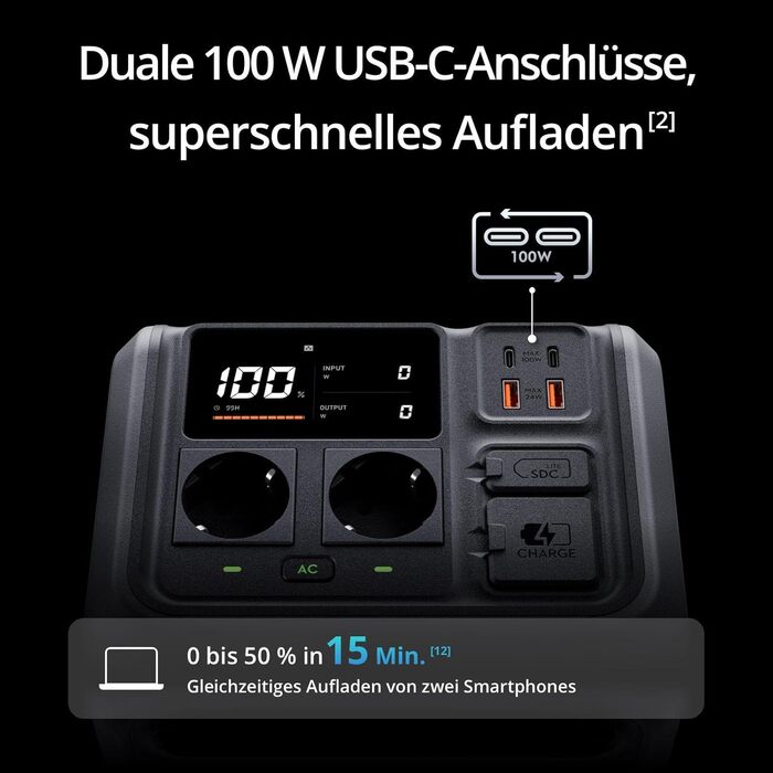 Портативна зарядна станція на 512 Втгод, генератор для кемпінгу та домашнього використання, швидка зарядка за 70 хвилин, чотири способи зарядки, сонячна панель опціонально, 500