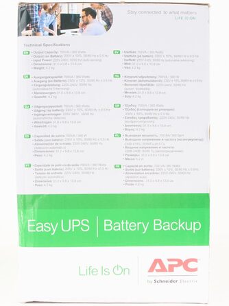 ДБЖ APC Easy UPS - BVX700LI - джерело безперебійного живлення 700 ВА, резервний акумулятор і захист від перенапруг, резервний акумулятор з стабілізатором, світлодіодні індикатори 700 ВА / 360 Вт IEC - IE