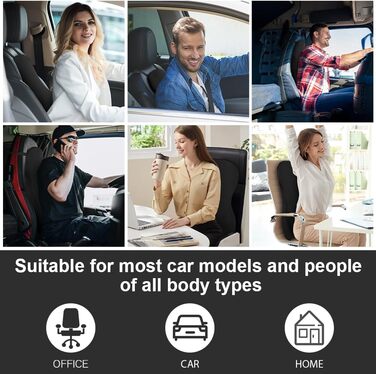 Подушка для спинки Ainiv для офісних крісел, поперекова опорна подушка для спини в автомобілі, вдома, в офісі, поперекова подушка для робочих крісел, автомобільна спинка, накладка на спинку з піни з ефектом пам&39яті, чохол, який можна прати, чорна спинка