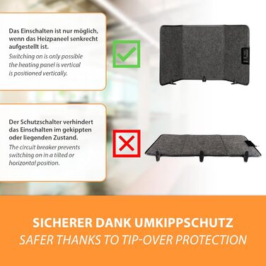 Інфрачервоний обігрівач для столу Mi-Heat 260 Вт Окремостоячий обігрівач для офісного столу, робочого місця під столом Температура до 60C, складний, сірий