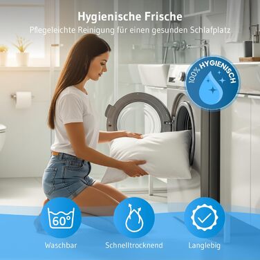 Регульована по висоті подушка 40x60 см, чохол з органічної бавовни - виготовлено в ЄС, ергономічна подушка 40 x 60 см, підходить для сну на боці, спині та животі, екологічна подушка для сну KAIA Подушка Kaia