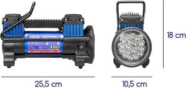 Автомобільний компресор, повітряний компресор з підсвічуванням, 10 бар, підключення до автомобільного акумулятора 12V