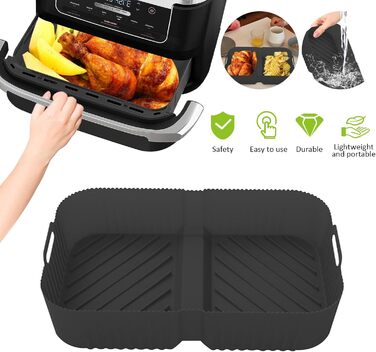 Аерофритюрниця Cathpetic Silicone Mold для Ninja Foodi Flexdrawer AF500EU.110.4L25.2L Ninja Af500 Silicone Mold Black, Ninja Foodi Flexdrawer Accessories Black-110.4L25.2L