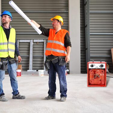 Електричний вентилятор-обігрівач потужністю 5 кВт, 400 В, з кабелем живлення 1,4 м, електричний обігрівач, будівельний обігрівач, 4 режими нагріву, захист від перевантаження для промислових та будівельних майданчиків