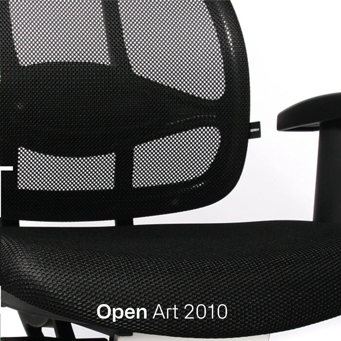 Ергономічне офісне крісло Topstar Open Art 2010, стілець для роботи, включаючи регульовані по висоті підлокітники, спинку та підголівник, тканина чорна/помаранчева, помаранчева/чорна, чорна сітчаста спинка