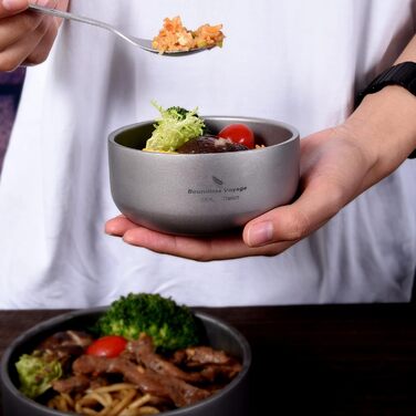 Титанова миска Boundless Voyage з подвійними стінками для дорослих та дітей, посуд для кемпінгу на свіжому повітрі, миска для вулиці, титанова миска для рису Ti15146B