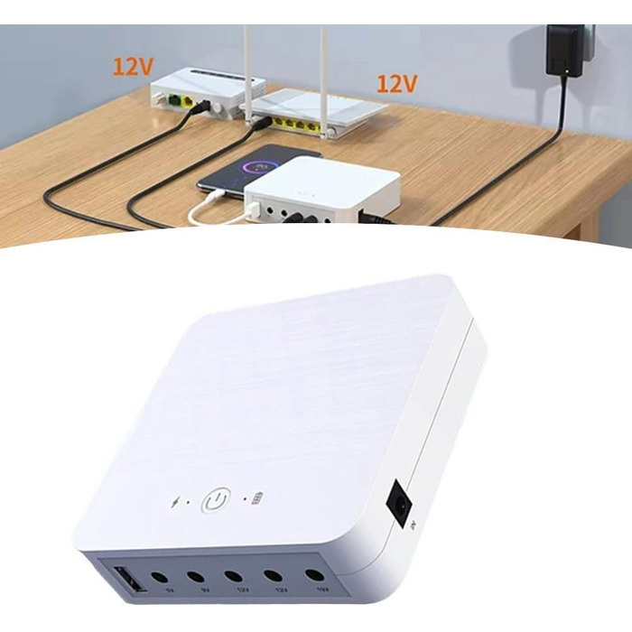 Мобільний UPS джерело безперебійного живлення 13200mAh, резервний акумулятор з виходами 5V/9V/12V/19V для Wi-Fi роутерів, модемів, CCTV камер та систем контролю доступу, портативний блок живлення з захистом від перевантаження
