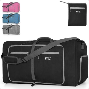 Складана дорожня сумка об&39ємом 85 л для жінок та чоловіків, ручна поклажа, велика дорожня сумка з відділенням для взуття та кількома кишенями, спортивна сумка для подорожей, спорту та відпусток (чорна)