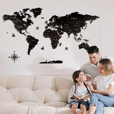 Карта світу настінне оздоблення з дерева, чорна карта світу карта подорожей настінне оздоблення настінне мистецтво для офісу, віта