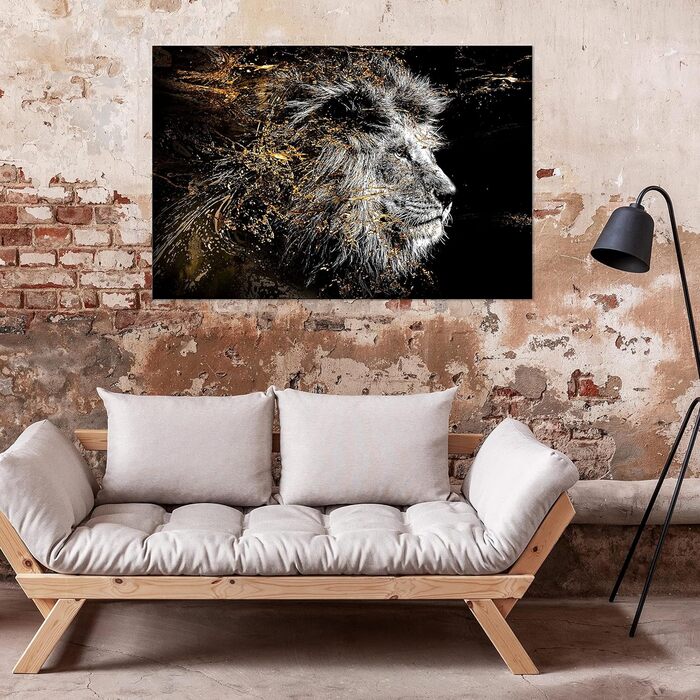 Лев Абстрактний 120x80 см полотно картина на полотні неткані фреска художній принт настінний друк стіна вітальня стіна прикраса ст