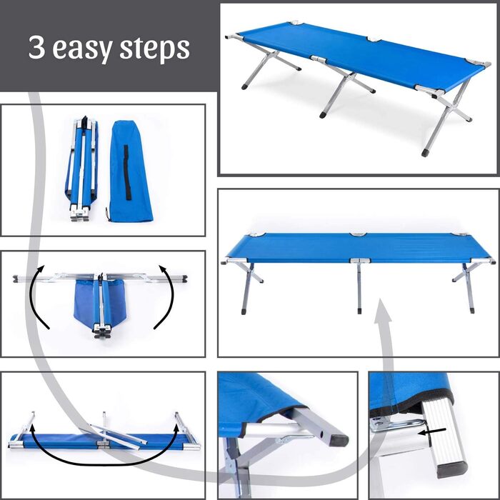 ТОВАРИГАДЖЕТИ Складане армійське польове ліжко з алюмінію - Складане кемпінгове ліжко та гостьове ліжко чорного кольору