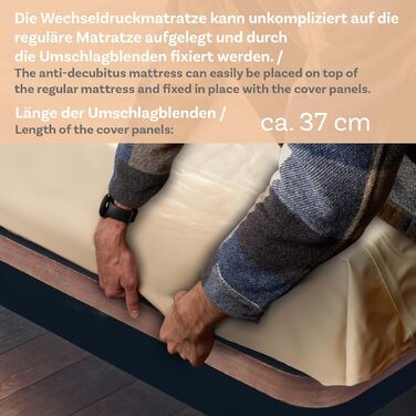 Протипролежневий матрац Pulox ADM-130 - Накладка зі змінним тиском з насосом - Низький рівень шуму (20 дБ) та вантажопідйомність до 130 кг - Бежевий