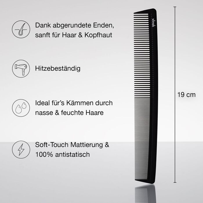 Чоловічий гребінець для бороди та волосся Vinsk Carbon Comb, антистатичний