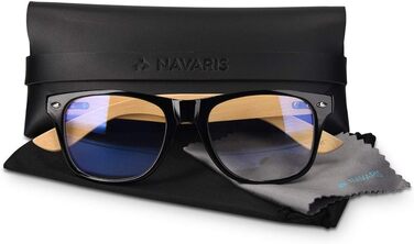 Ретро окуляри Navaris без рецепта - Жінки Чоловіки 50-х Nerd Glasses - Anti Blue Light Комп&39ютерні Nerd окуляри без рецепта з бамбуковими дужками Різні кольори Чорний