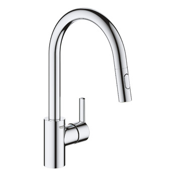 Кухонний змішувач GROHE Feel, 2 режими струменя (з висувним виливом, поворот на 360, економія води завдяки регулятору витрати, монтаж без інструментів), хром, 31486001