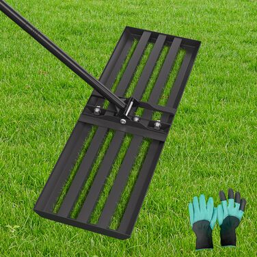 Вирівнювальний граблі Rasen Rakel з нержавіючої сталі та алюмінієвою ручкою для видалення піску, 75x25 см, довжина ручки 200 см - чорний