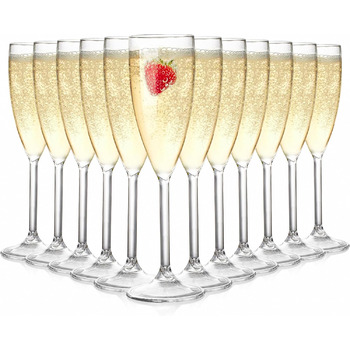 Пластикові келихи для шампанського Elsjoy 12 шт. , 170 мл небиткі келихи для шампанського, келихи для шампанського на ніжці, багат