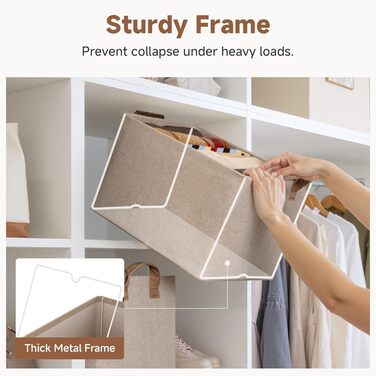 Велика коробка для зберігання тканини StorageWorks, складні кошики для зберігання речей у ванній кімнаті, коробки для зберігання з ручками, кошик для одягу, светрів, іграшок у гардеробі, коричневий, 2 предмети, 42 x 30,5 x 26 см