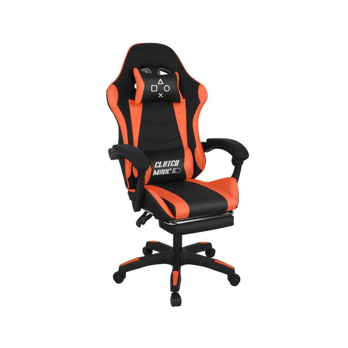 Ергономічне ігрове крісло FRANKYSTAR Clutch, офісне крісло з поперековою подушкою, підголівником та підставкою для ніг з ПВХ, чорного та червоного кольорів