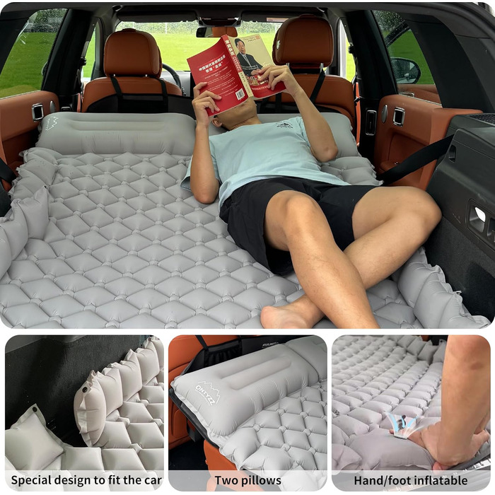 Автомобільний матрац Позашляховик Надувний матрац 2 особи Надувний матрац для подорожей, кемпінгу, килимок для сну, самонадувний килимок для сну з ножним насосом та подушкою Надувне ліжко для кемпінгу 183 * 131 * 7 см