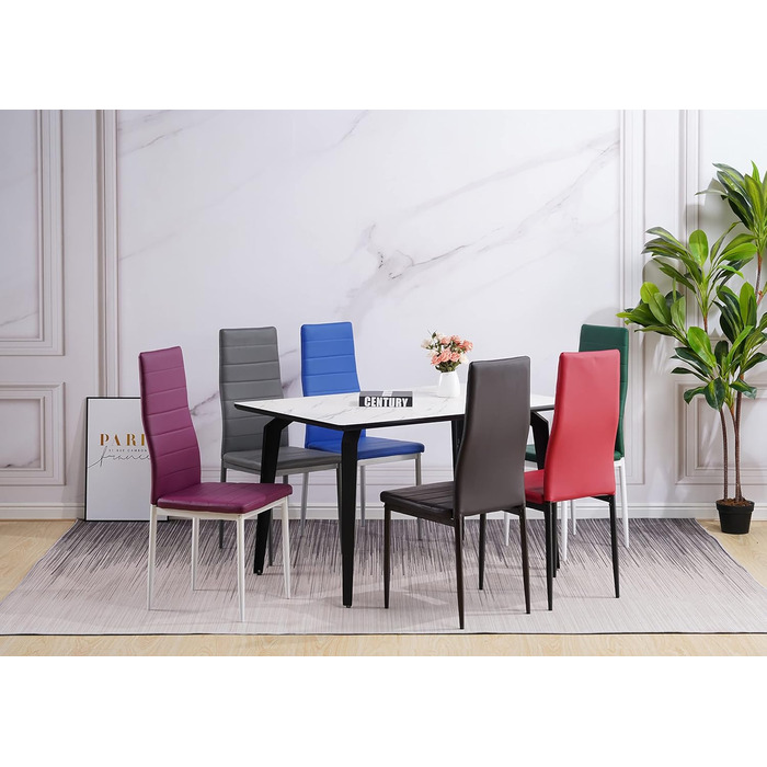 Обідні стільці ALBATROS, комплект з 4 шт. , Milano, чорний - елегантний італійський дизайн, оббивка зі штучної шкіри, зручне м&39яке крісло - протестовано SGS - сучасний кухонний стілець, обідній стілець, чорний, 4 стільці