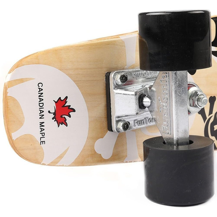 Скейтборд FunTomia Mini-Board Cruiser 57 см, виготовлений з 7-шарового канадського клена, включаючи кулькові підшипники ABEC-9. Білий череп / з чорними колесами.